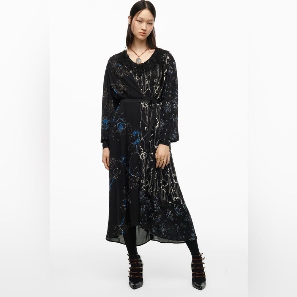 Zara Printed Wrap Lace Midi Dress Limited Edition Easter Size Small